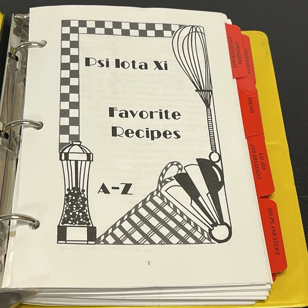 Psi Lota Xi Sorority Cookbook 3 Ring Binder Favorite Recipes 2000 Vintage